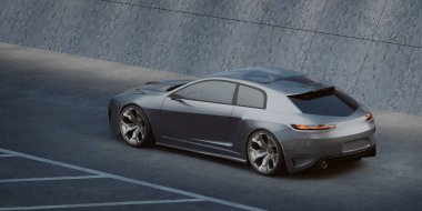 Markasız, jenerik konsept bir arabanın 3 boyutlu çizimi