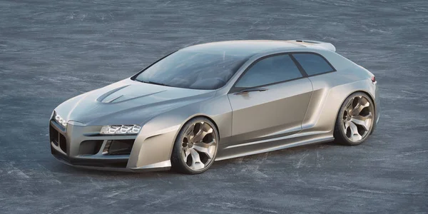 Markasız, jenerik konsept bir arabanın 3 boyutlu çizimi