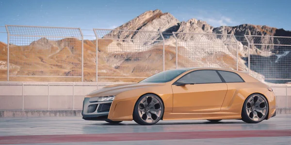 Markasız, jenerik konsept bir arabanın 3 boyutlu çizimi