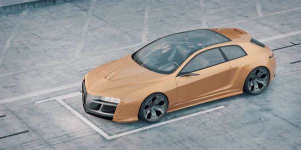 Markasız, jenerik konsept bir arabanın 3 boyutlu çizimi