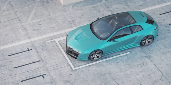 Markasız, jenerik konsept bir arabanın 3 boyutlu çizimi
