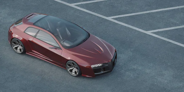 Markasız, jenerik konsept bir arabanın 3 boyutlu çizimi