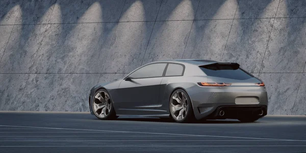 Markasız, jenerik konsept bir arabanın 3 boyutlu çizimi