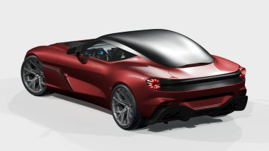 Markasız, jenerik konsept bir arabanın 3 boyutlu çizimi