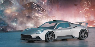 Markasız, jenerik konsept bir arabanın 3 boyutlu çizimi