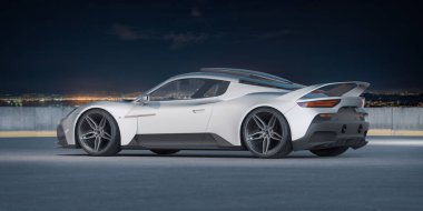 Markasız, jenerik konsept bir arabanın 3 boyutlu çizimi