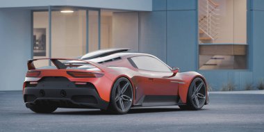 Markasız, jenerik konsept bir arabanın 3 boyutlu çizimi