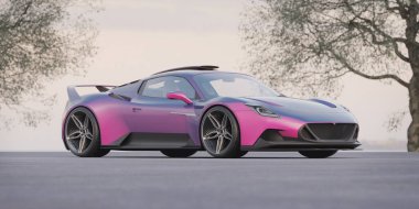 Markasız, jenerik konsept bir arabanın 3 boyutlu çizimi