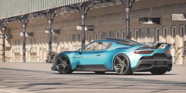 Markasız, jenerik konsept bir arabanın 3 boyutlu çizimi