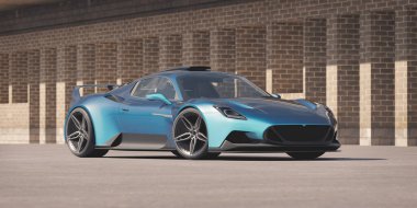 Markasız, jenerik konsept bir arabanın 3 boyutlu çizimi