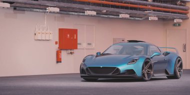 Markasız, jenerik konsept bir arabanın 3 boyutlu çizimi