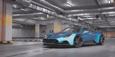 Markasız, jenerik konsept bir arabanın 3 boyutlu çizimi