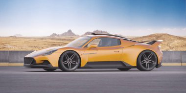 Markasız, jenerik konsept bir arabanın 3 boyutlu çizimi