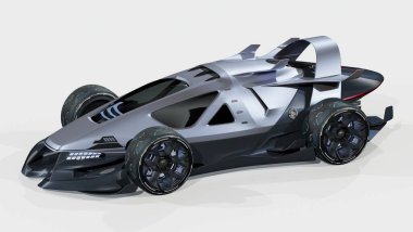 Markasız, jenerik konsept bir arabanın 3 boyutlu çizimi