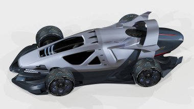 Markasız, jenerik konsept bir arabanın 3 boyutlu çizimi