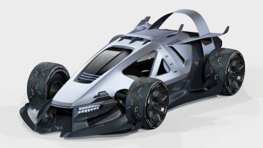 Markasız, jenerik konsept bir arabanın 3 boyutlu çizimi