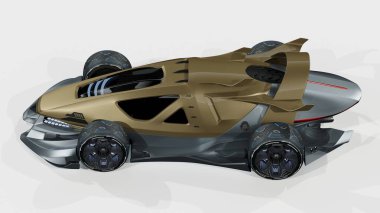 Markasız, jenerik konsept bir arabanın 3 boyutlu çizimi