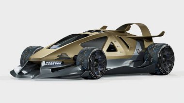 Markasız, jenerik konsept bir arabanın 3 boyutlu çizimi