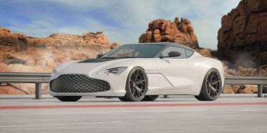 Markasız, jenerik konsept bir arabanın 3 boyutlu çizimi