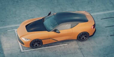 Markasız, jenerik konsept bir arabanın 3 boyutlu çizimi