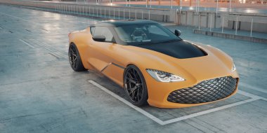 Markasız, jenerik konsept bir arabanın 3 boyutlu çizimi