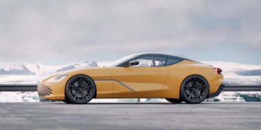 Markasız, jenerik konsept bir arabanın 3 boyutlu çizimi