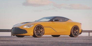 Markasız, jenerik konsept bir arabanın 3 boyutlu çizimi