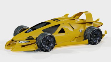 Markasız, jenerik konsept bir arabanın 3 boyutlu çizimi