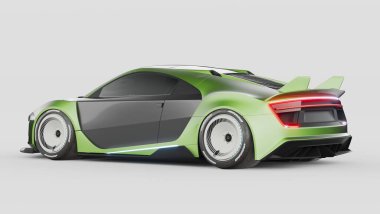 Markasız, jenerik konsept bir arabanın 3 boyutlu çizimi