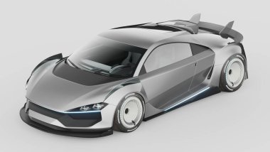 Markasız, jenerik konsept bir arabanın 3 boyutlu çizimi