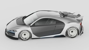 Markasız, jenerik konsept bir arabanın 3 boyutlu çizimi