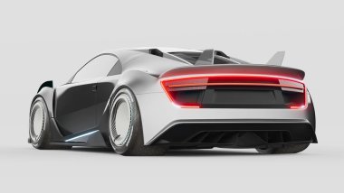 Markasız, jenerik konsept bir arabanın 3 boyutlu çizimi