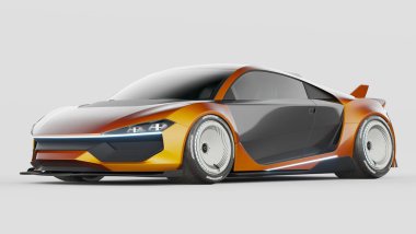 Markasız, jenerik konsept bir arabanın 3 boyutlu çizimi