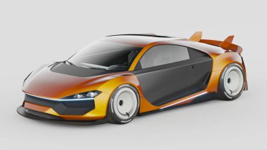 Markasız, jenerik konsept bir arabanın 3 boyutlu çizimi