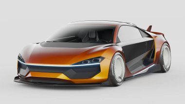 Markasız, jenerik konsept bir arabanın 3 boyutlu çizimi