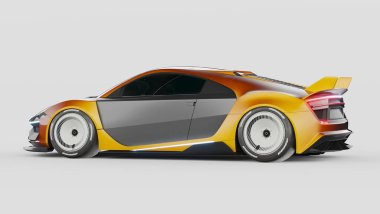 Markasız, jenerik konsept bir arabanın 3 boyutlu çizimi