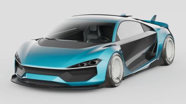 Markasız, jenerik konsept bir arabanın 3 boyutlu çizimi