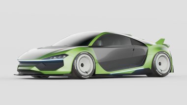 Markasız, jenerik konsept bir arabanın 3 boyutlu çizimi