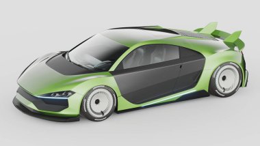 Markasız, jenerik konsept bir arabanın 3 boyutlu çizimi