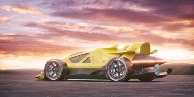 Markasız, jenerik konsept bir arabanın 3 boyutlu çizimi