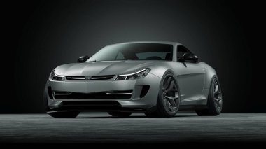 Markasız, jenerik konsept bir arabanın 3 boyutlu çizimi