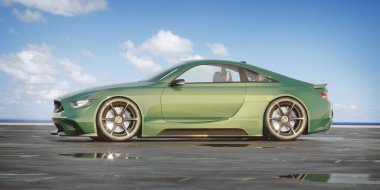 Markasız, jenerik konsept bir arabanın 3 boyutlu çizimi