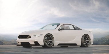 Markasız, jenerik konsept bir arabanın 3 boyutlu çizimi