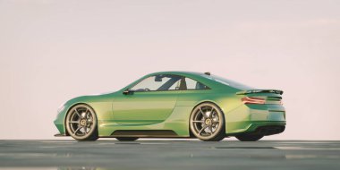 Markasız, jenerik konsept bir arabanın 3 boyutlu çizimi