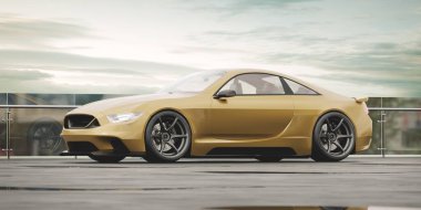 Markasız, jenerik konsept bir arabanın 3 boyutlu çizimi