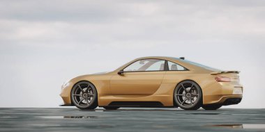 Markasız, jenerik konsept bir arabanın 3 boyutlu çizimi