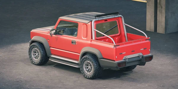 ブランドのない一般的なピックアップトラックの3Dレンダリング — ストック写真