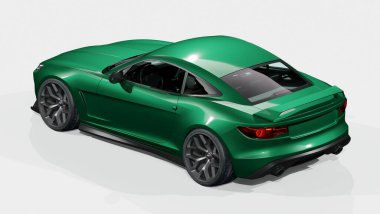 Beyaz arkaplanda yeşil bir araba