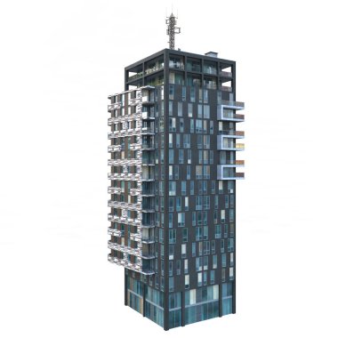apartment blocks isolated on white - 3d illustration