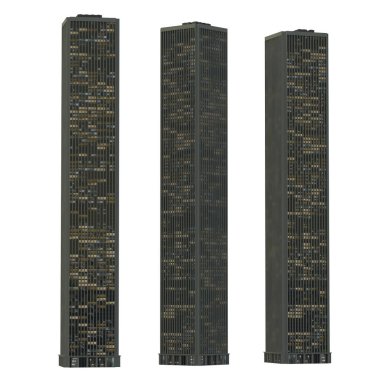 Gökdelen binaları beyaz üzerine izole edilmiş - 3d illüstrasyon